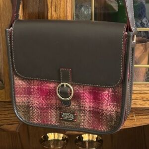 Frances Valentine Plaid Crossbody Bag in Pink and Brown